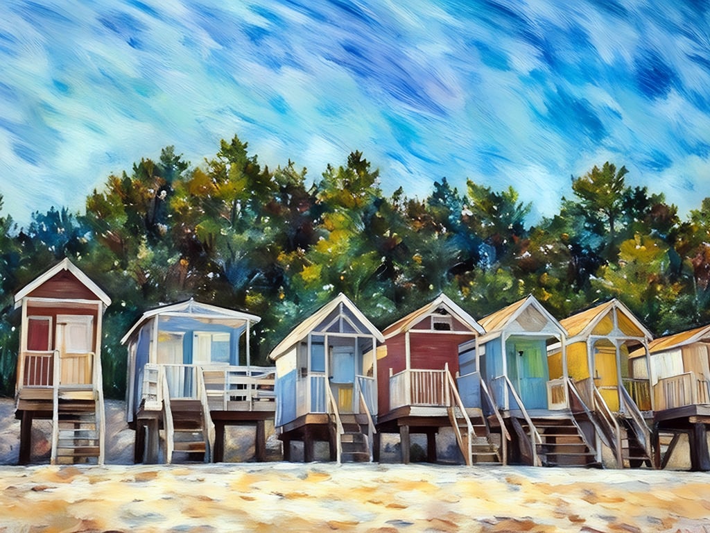 A4 Print Of Beach Huts Wells Next Sea Norfolk