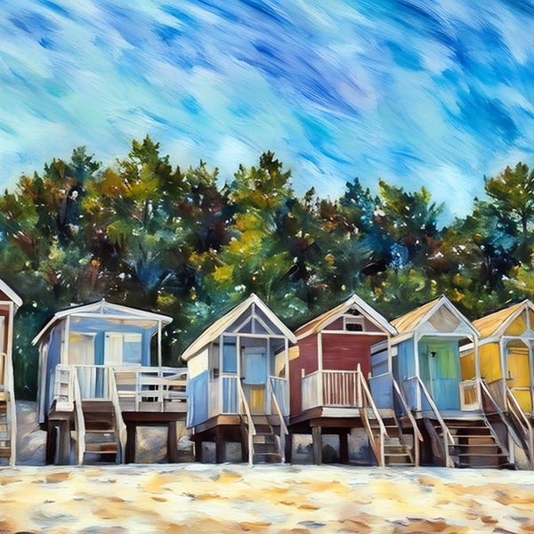 A4 Print Of Beach Huts Wells Next Sea Norfolk
