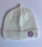 Baby hat cream hand knit 3-12 months  - Image 1