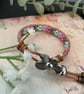 Leather wrap glass beaded boho design adjustable bracelet , gift for teen girl - Image 4