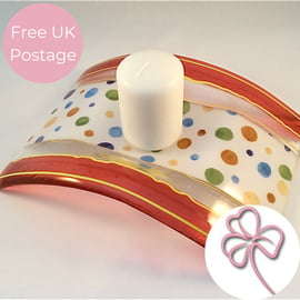 Polka Dot Fused Glass Candle Bridge