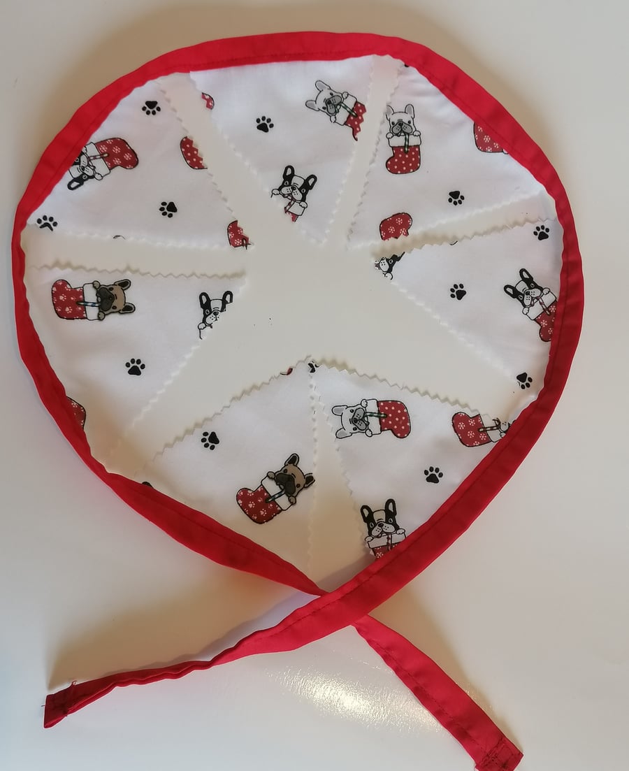 Handmade mini Christmas Bunting dog fabric bulldogs in stockings
