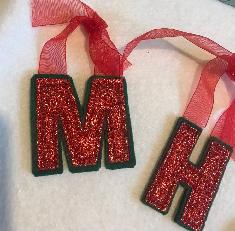 Reusable Glitter and Felt Initial Handmade Christmas Gift Tags For Special Gifts