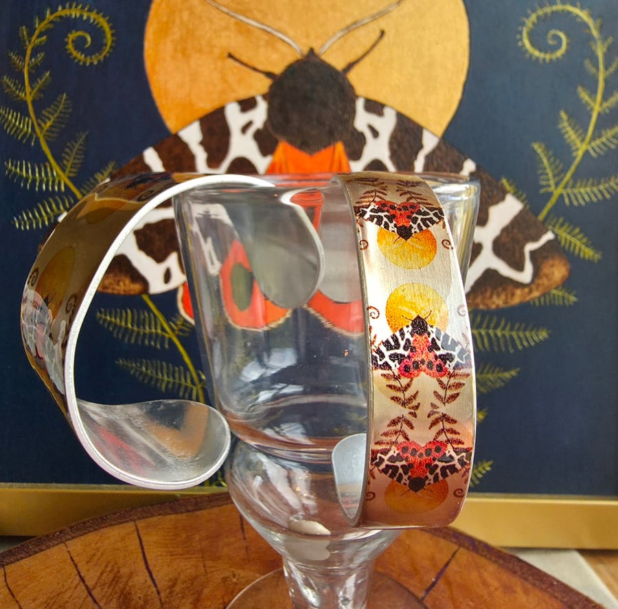 Rose Gold Garden Tiger Moth Narrow Aluminium Cuff