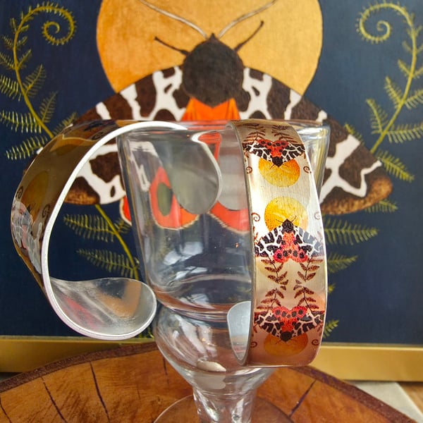 Rose Gold Garden Tiger Moth Narrow Aluminium Cuff