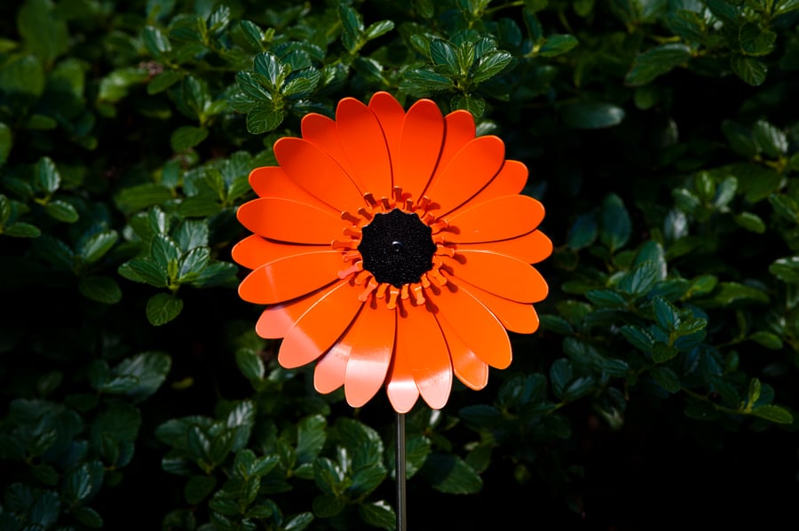 Large Orange Gerbera Daisy Metal Flower Sculpture, Garden Ornament, Memorial