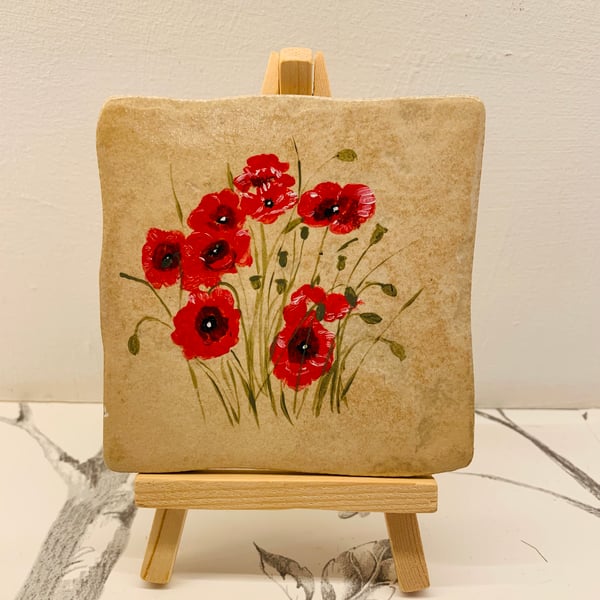 Poppies tile coaster 