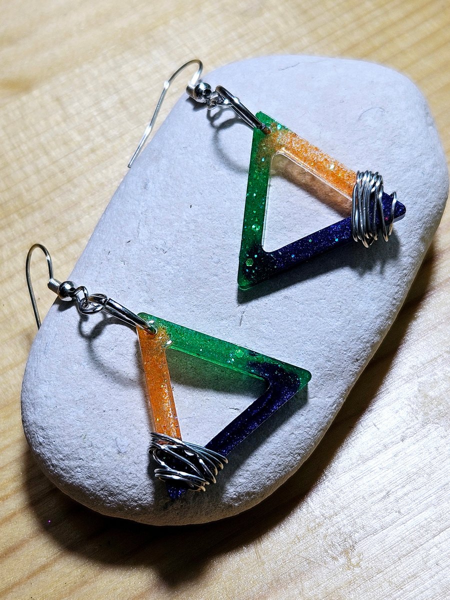 earrings triangle shaped, multicoloured stylish and unique gift idea 