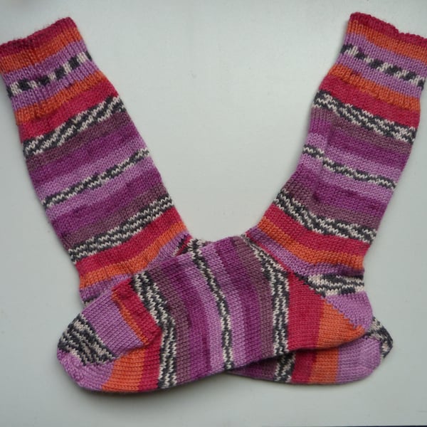 Knitted Ribbed Wool Socks Size 4 to 5