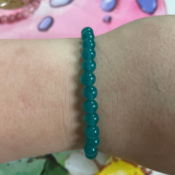 (Blue Amazonite) Handmade Gemstone Bracelet (17cm)