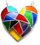 Fat Patchwork Heart Suncatcher Rainbow Stained Glass Handmade  - Image 5
