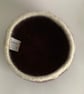 FELTED 'FUSSPOT' BOWL, desk tidy . Maroon, white rim  ( with button detail ) . - Image 3