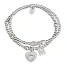 Sterling Silver Initial and Heart Charm Personalised Stretch Stacking Bracelets
