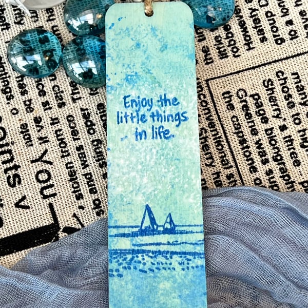 Wooden Bookmark and or Home Decoration - ‘Sailboats’ seaside themed 