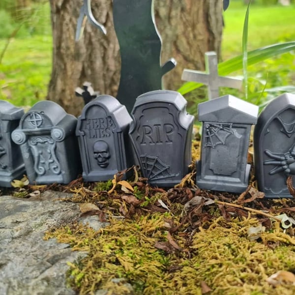 Handmade Resin Headstones x2-  Gravestones, Spooky, undead, horror garden décor,