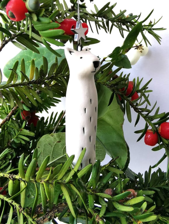 Polar bear with North Star -  hanging decorations tree decor