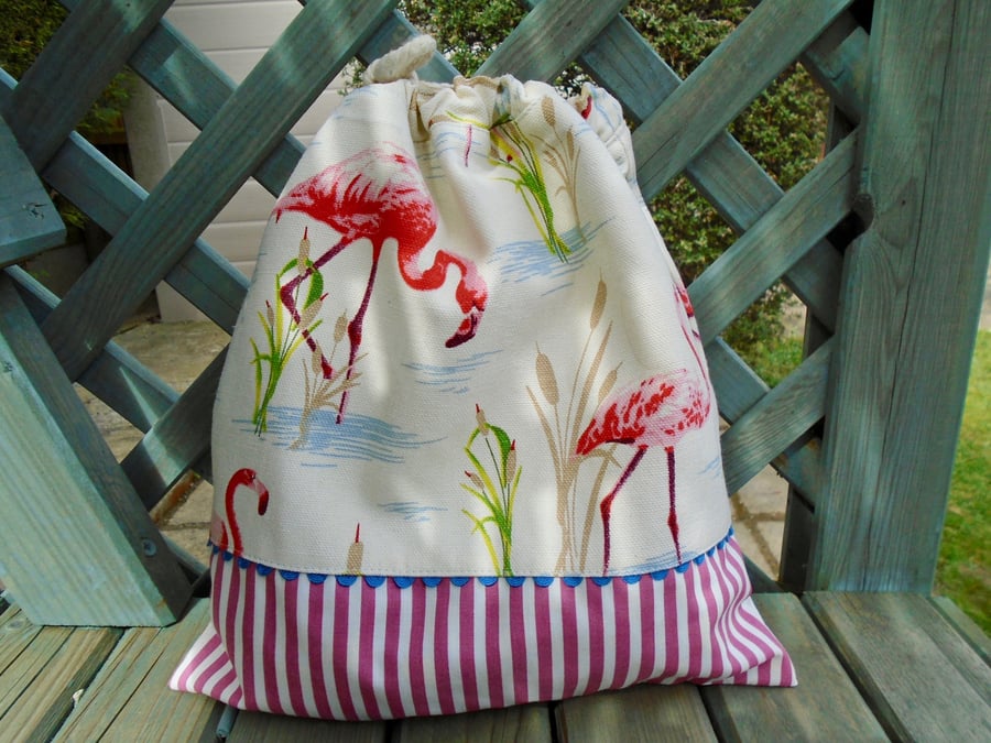 Cotton Drawstring Bag - Flamingo 
