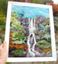 Textile art picture - Waterfall -  Needle felted using wool fibres - Image 3