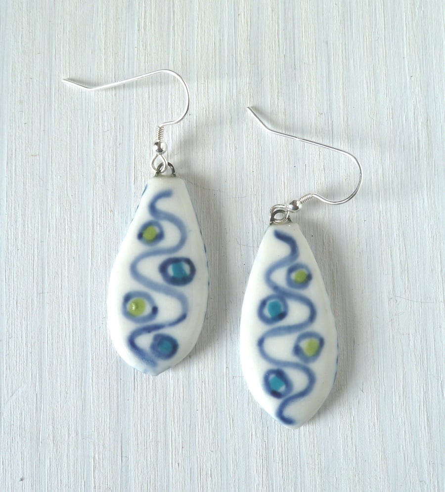 Elegant porcelain earrings, hand made in Winchester