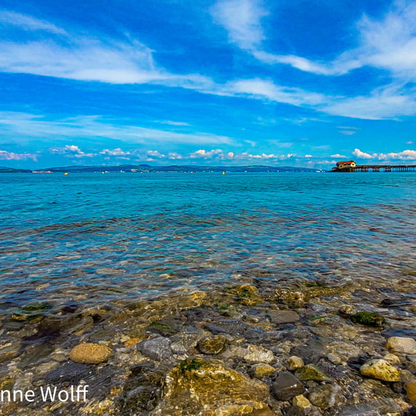 Photo Image of The Sea and Pier at The Mumbles, Designed for Wall Art Display