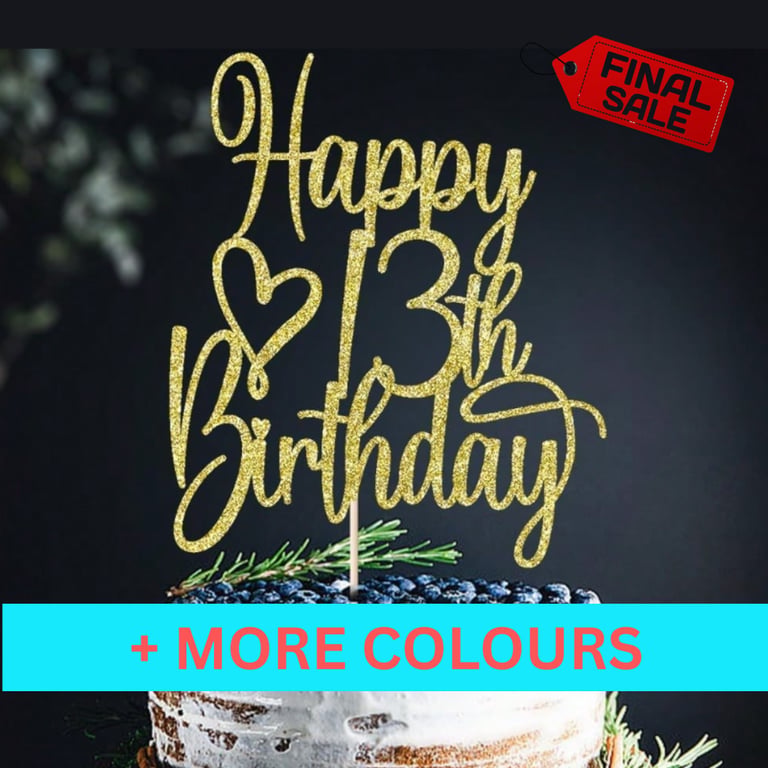 13th Birthday Cake Topper, Happy 13th Birthday Cake Topper, Custom Cake Topper