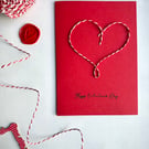 Red heart string birthday card , simple love greetings card for her