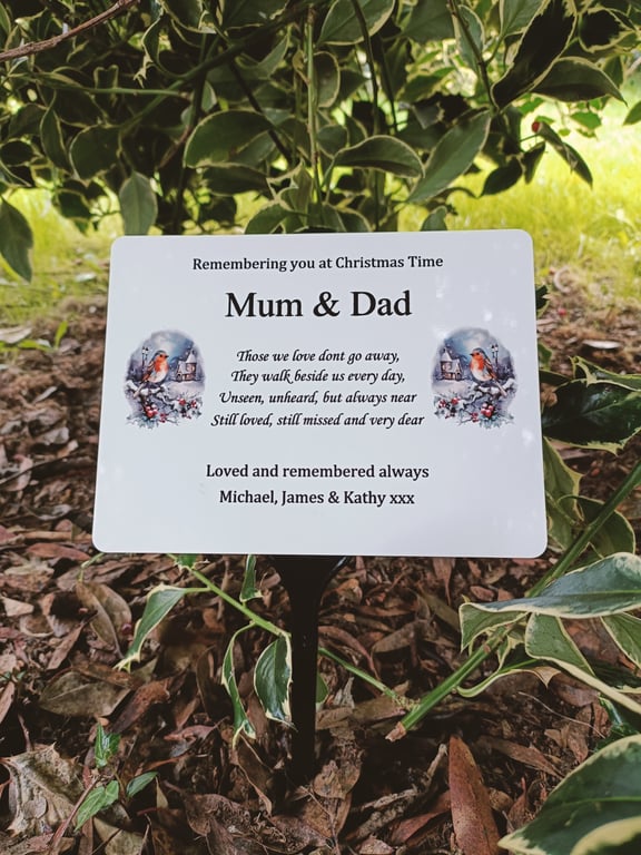 Christmas Memorial Plaque Grave Plaque Xmas Grave Marker Christmas Grave Ornamen