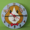 Guinea Pig Clock Original Painting Cartoon Style Pet Animal Lover Gift