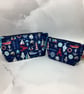 Seaside makeup bag, Nautical zip bag, 2 size options, Handmade - Image 1