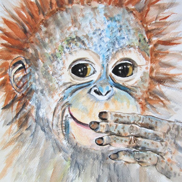 Orangutan Baby Smile original painting