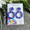 Mosaic Terrazzo Royal Blue - Circle Hoop Earrings  