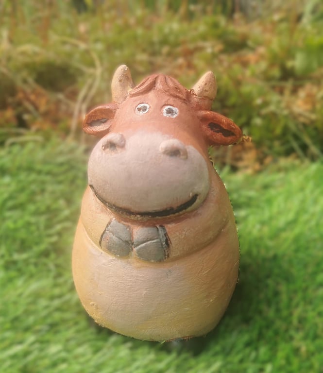 Happy Cow, Concrete, Hand Painted Garden Ornament