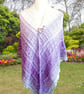 Crochet ombre acrylic shawl in shades of lilac, grey and white. Crochet shawl. - Image 2