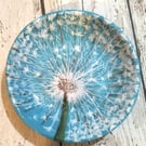 Dandelion handpainted decorative dish, Dandelion clock trinket dish