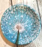 Dandelion handpainted decorative dish, Dandelion clock trinket dish