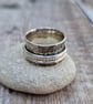 Sterling Silver Wide Hammered Oxidised Triple Spinner Ring - Size UK Q - JBJ4002 - Image 3