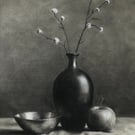 Still Life with Vase, Bowl & Apple — Original Charcoal Drawing — 11 x 14 inches