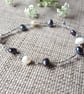 Peacock & Cream Freshwater Pearl & Crystal Floating Bracelet - Image 1