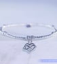 Sterling Silver Infinity Heart Charm Bracelet Stretchy Handmade Romantic - Image 3