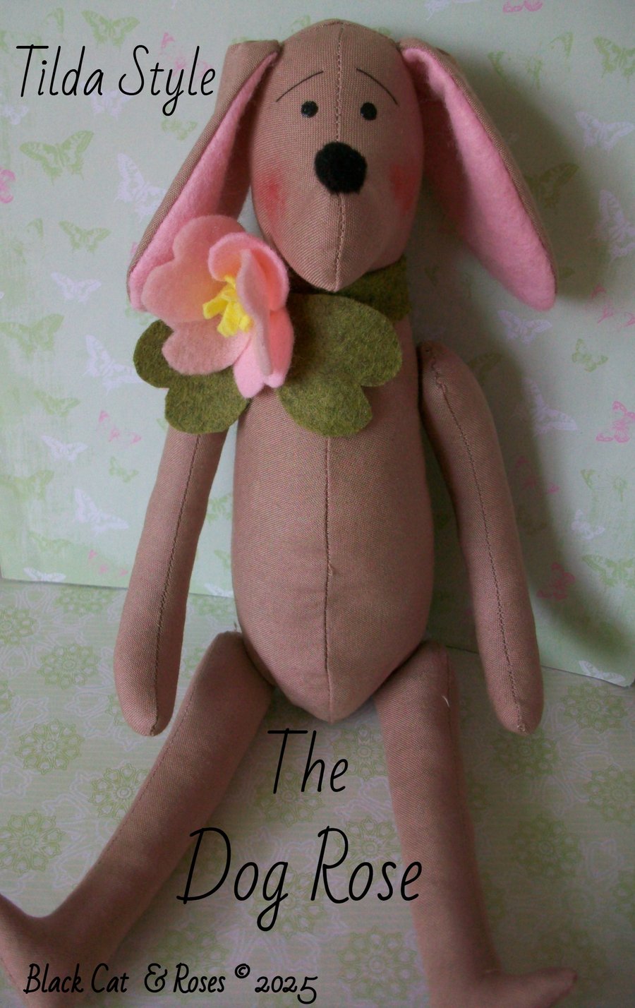 PDF PATTERN FOR TILDA STYLE ANIMAL ANTICS DOG ROSE