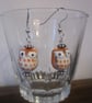 Orange Ceramic Owl Earrings - Image 1