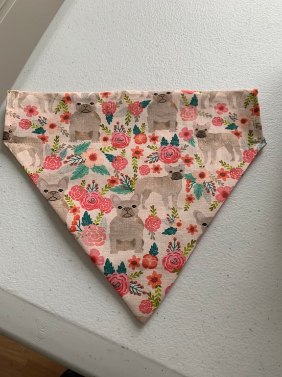 Dog bandana - over collar - reversible- French Bulldog