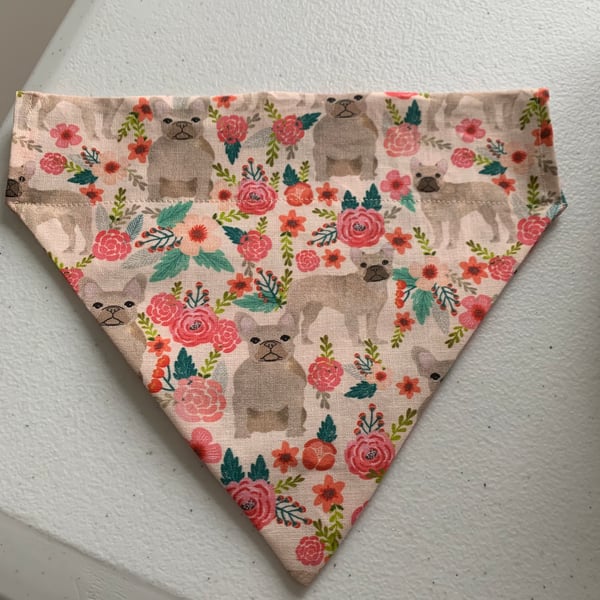 Dog bandana - over collar - reversible- French Bulldog