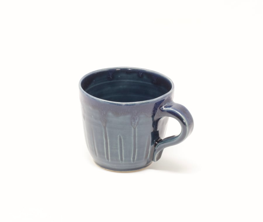 Small dark smokey blue coffee cup