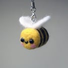 Needle felted bumblebee keyring or bag charm