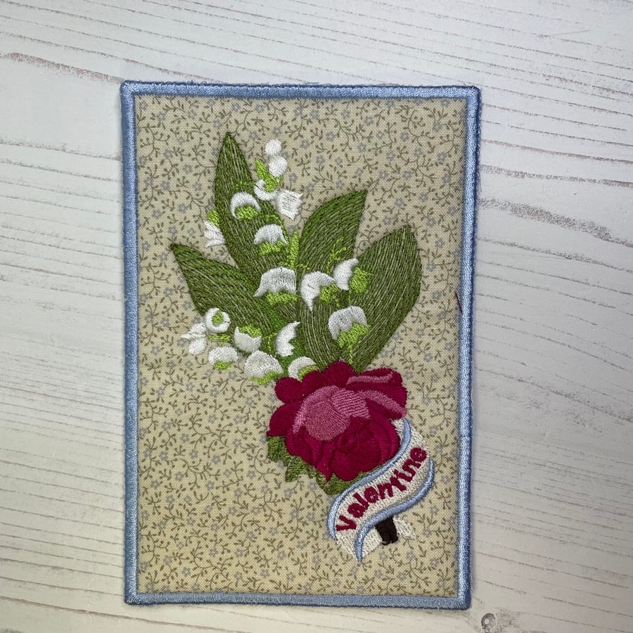 Valentine Machine Embroidered Postcard PB1