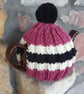 Small Tea Cosy for 2 Cup Tea Pot, Pink, Black, Cream Hand Knitted, Wool Mix - Image 3