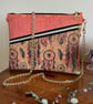 Handmade Cork Shoulder Bag – Pink & Dreamcatcher Print with Denim Blue Lining - Image 1