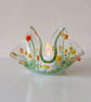 Fused glass floral tea light or candle holder - orange and yellow flowers - Image 5
