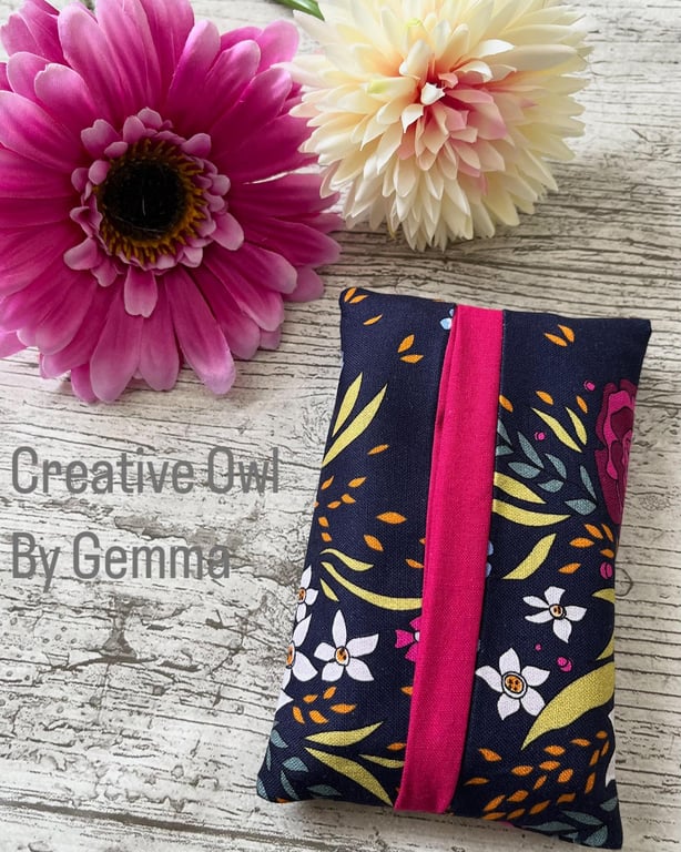 Fabric Pocket Tissue Holder - Travel Tissue Case - Reusable Tissue Pouch for Bag